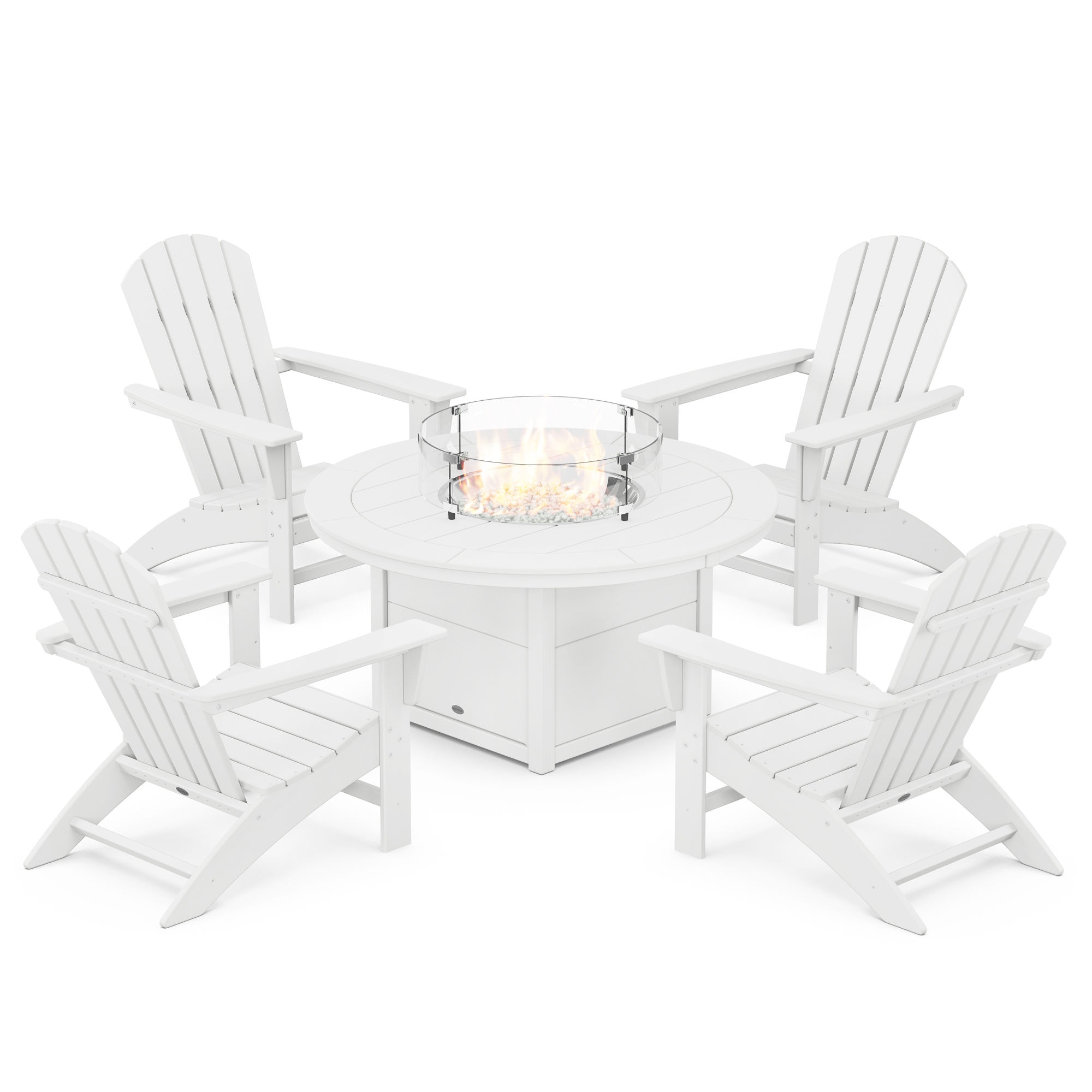  Nautical 5-Piece Adirondack Chair Conversation Set With Fire Pit Table 