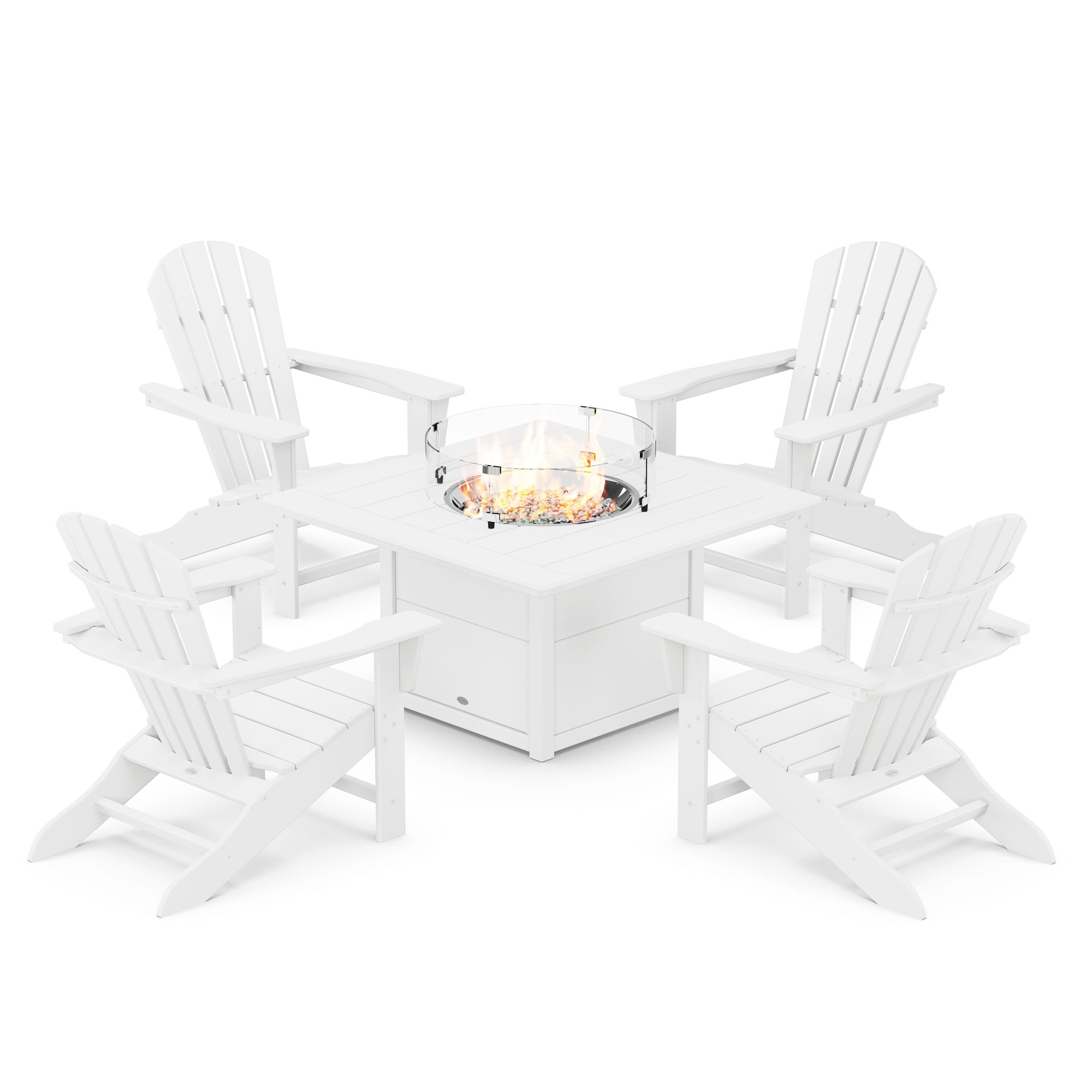  Palm Coast 5-Piece Adirondack Chair Conversation Set With Fire Pit Table 