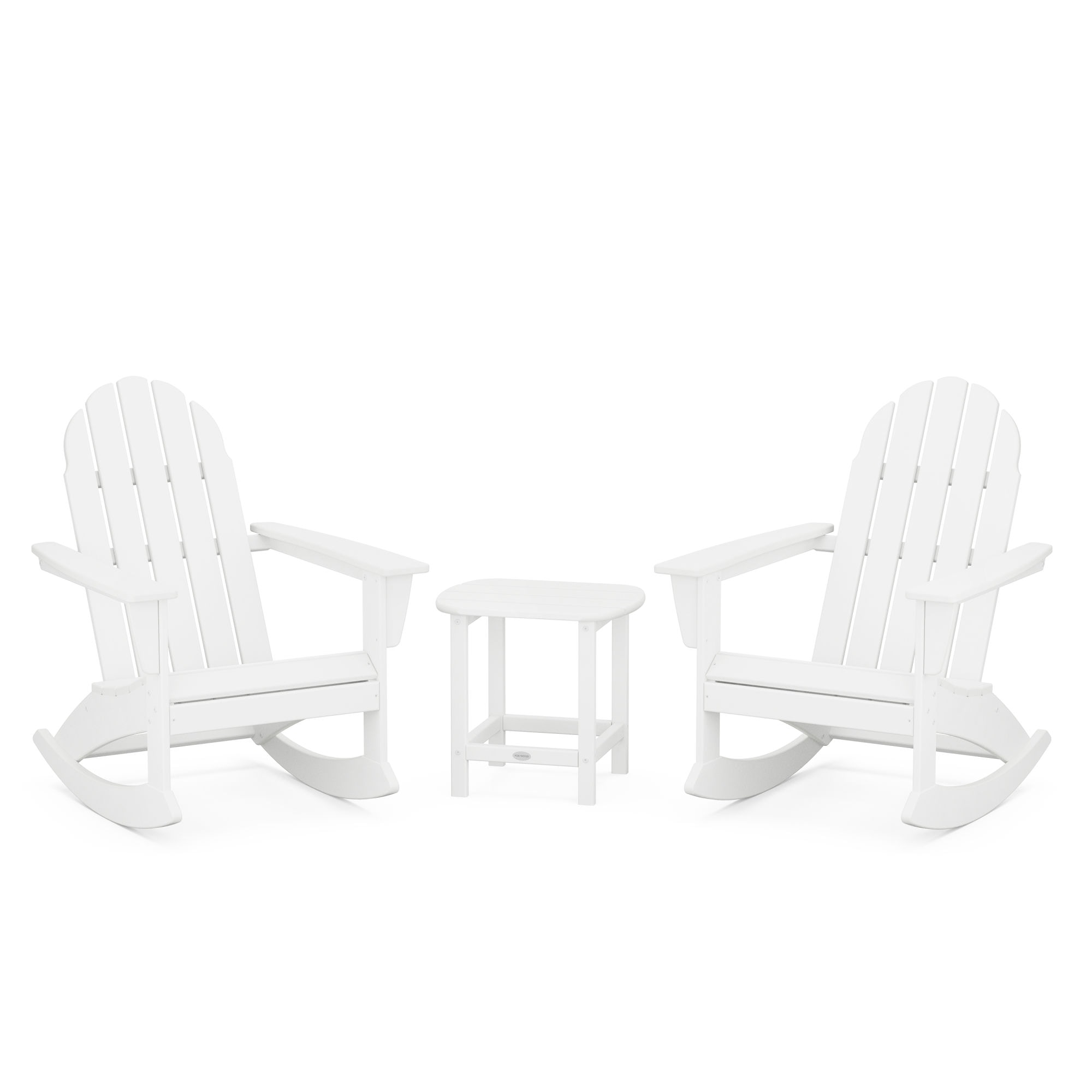  Vineyard 3-Piece Adirondack Rocking Chair Set With South Beach 18 Side Table 