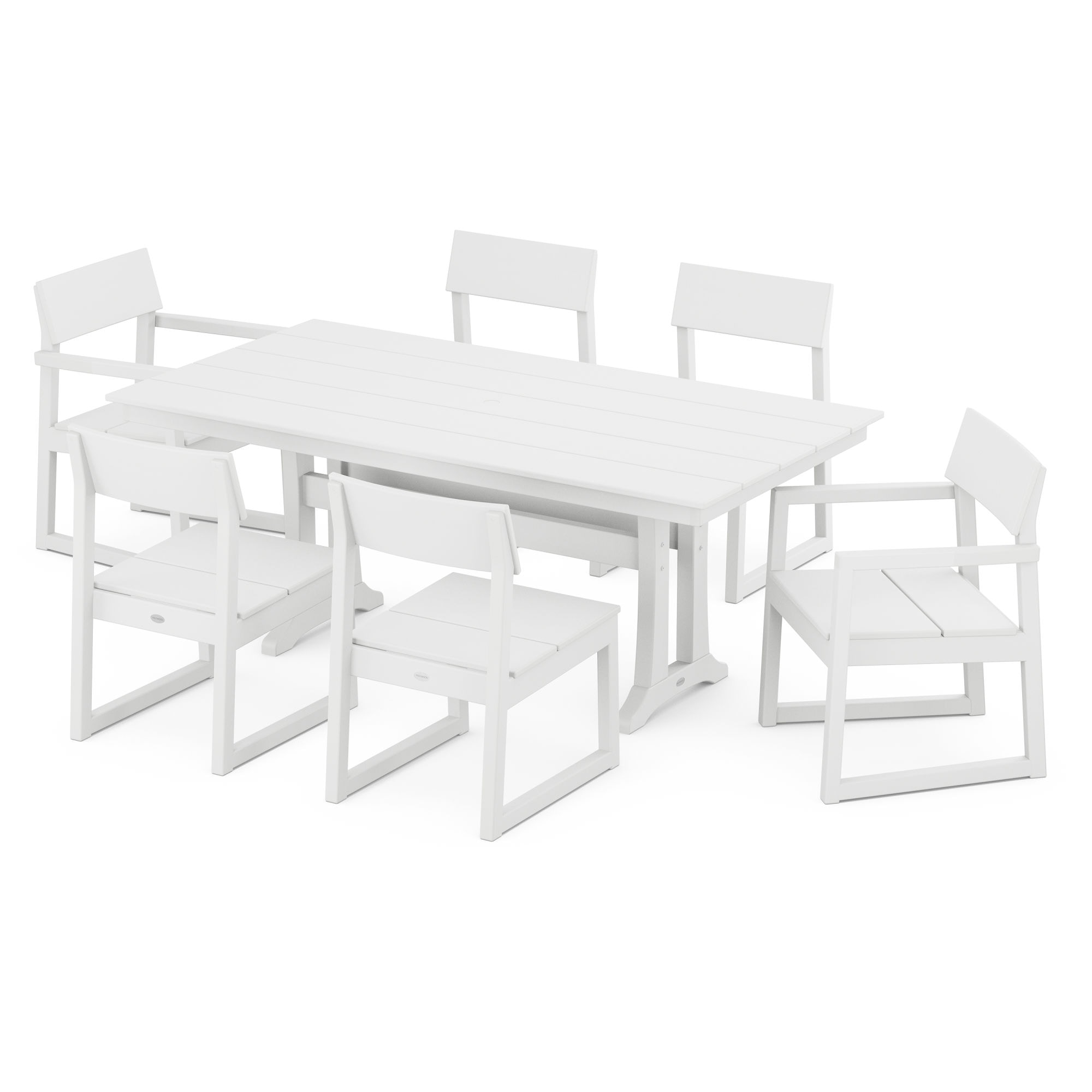  Edge 7-Piece Farmhouse Trestle Dining Set 