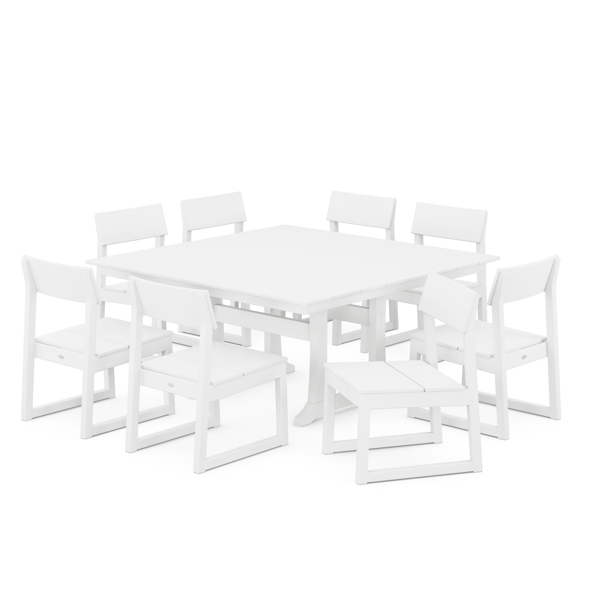  Edge 9-Piece Farmhouse Trestle Dining Set 