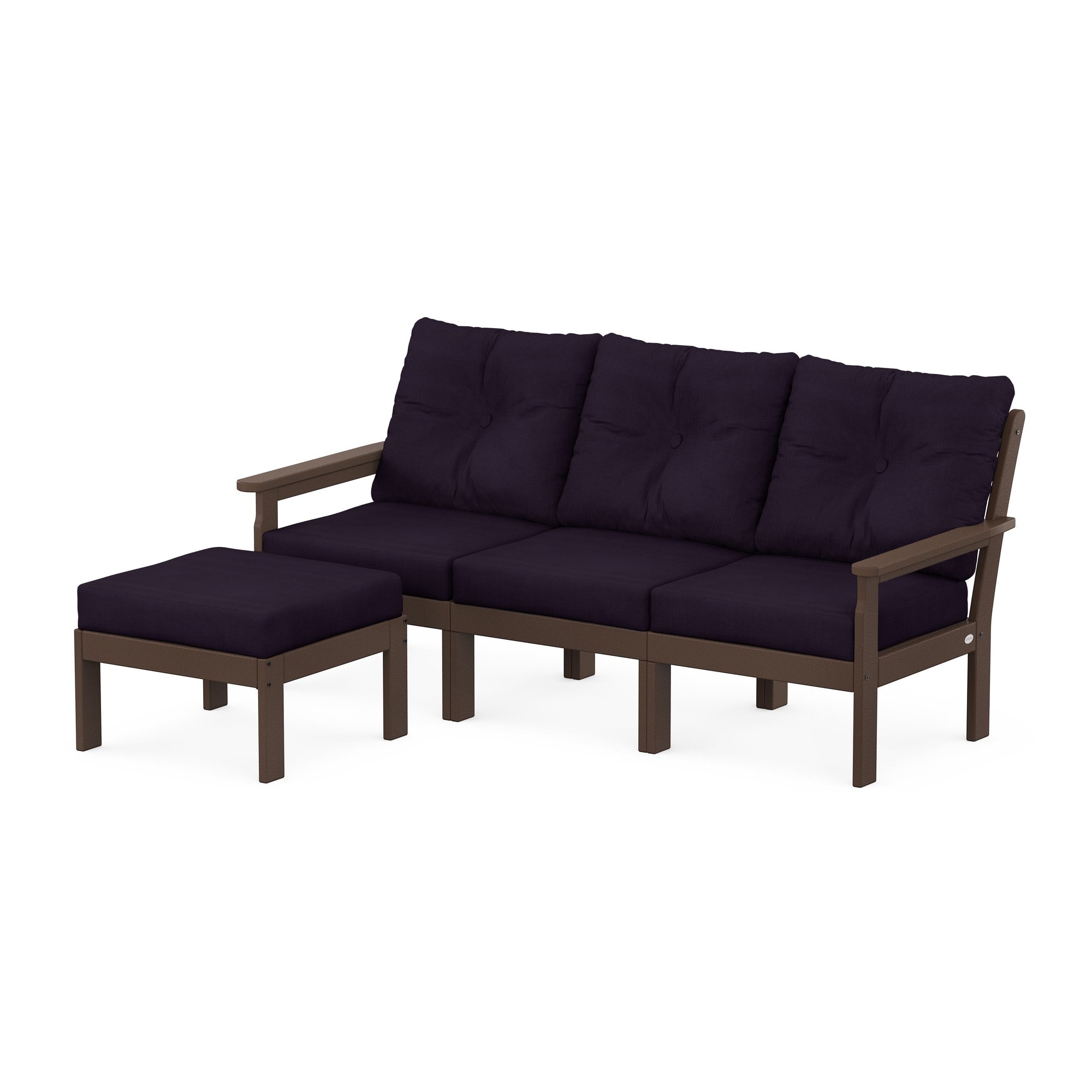 POLYWOOD Outdoor Furniture Vineyard 4 Piece Sectional With Ottoman