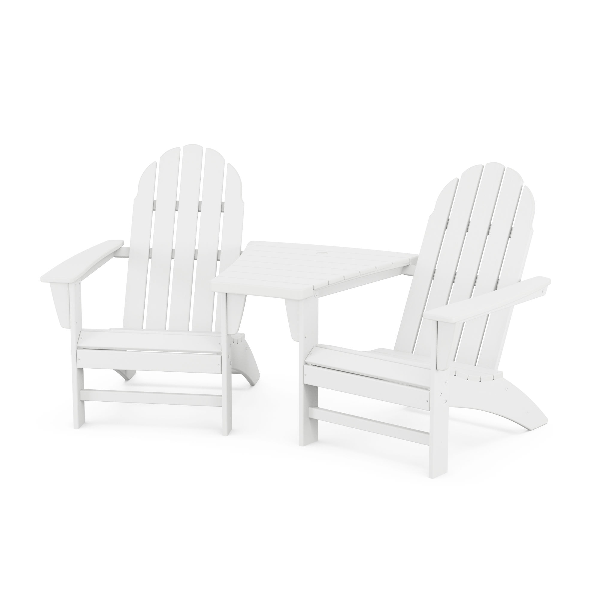 Vineyard 3-Piece Adirondack Set With Angled Connecting Table 
