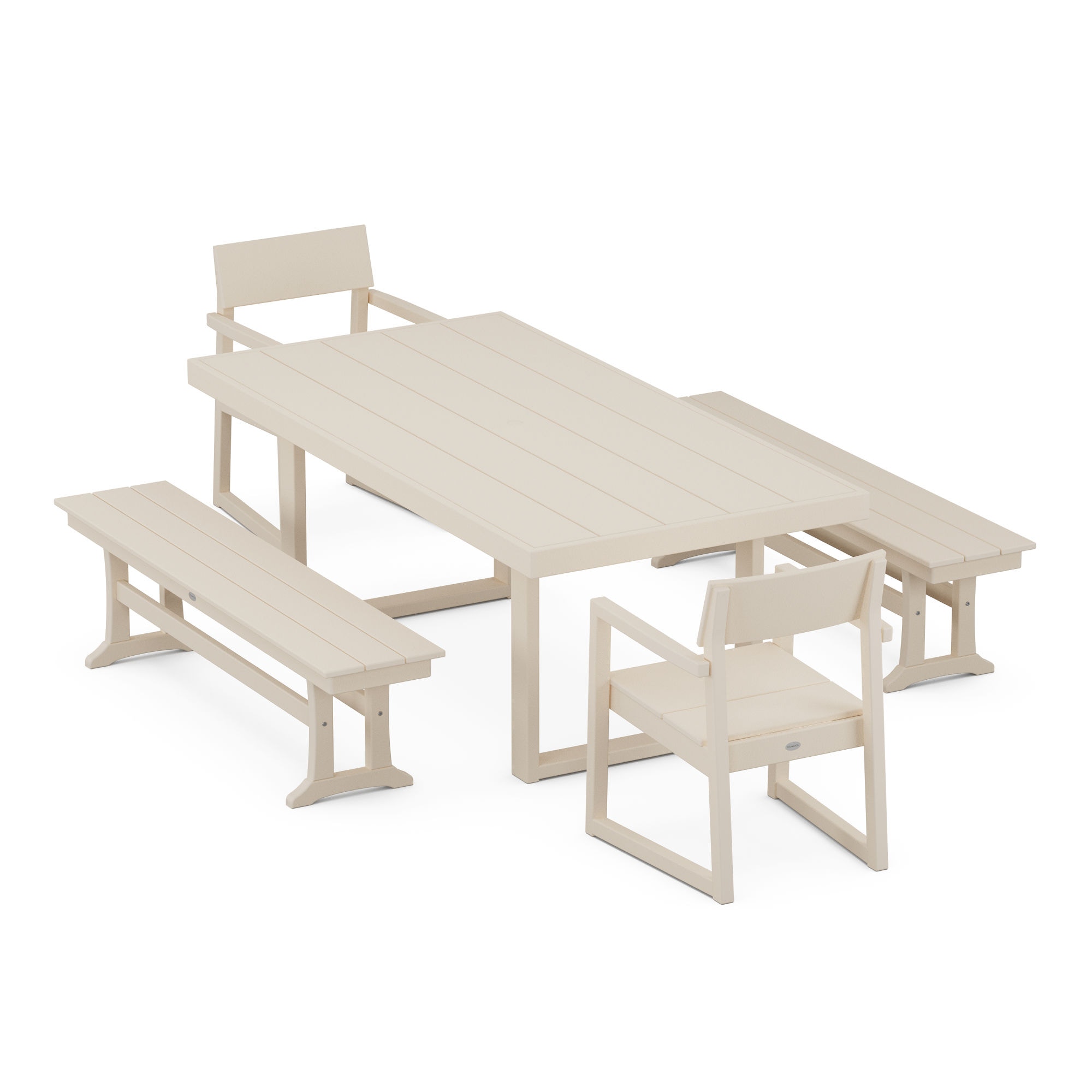  Edge 5-Piece Dining Set With Benches 