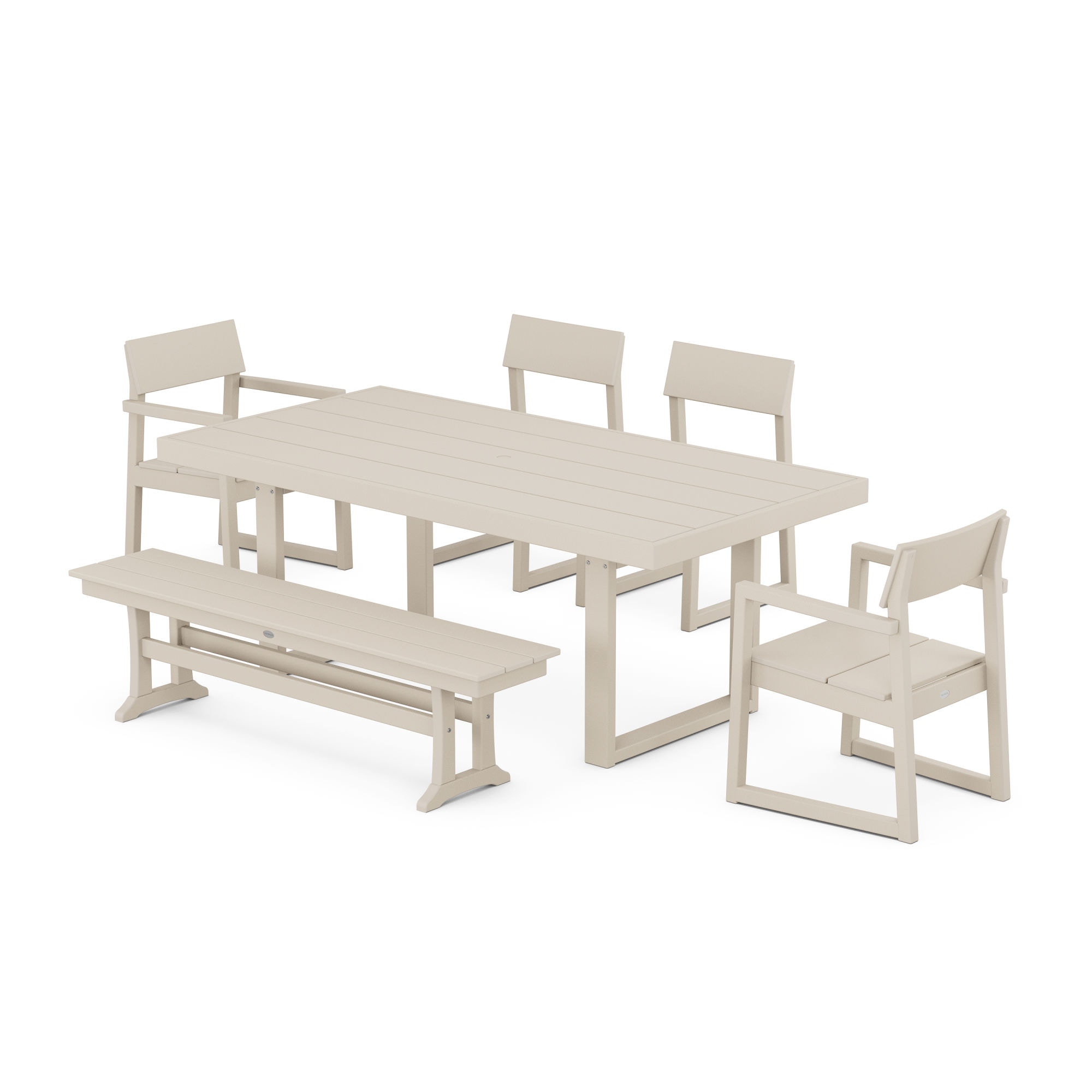  Edge 6-Piece Dining Set With Bench 
