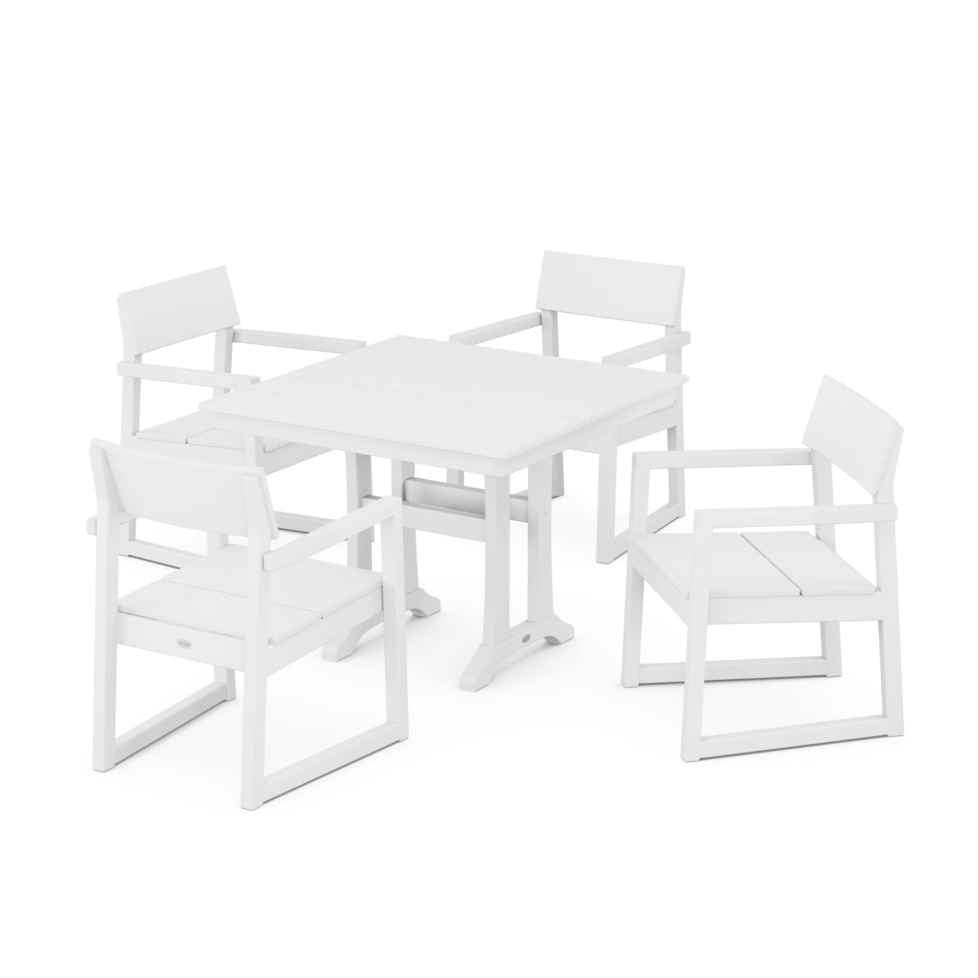  Edge 5-Piece Farmhouse Dining Set With Trestle Legs 
