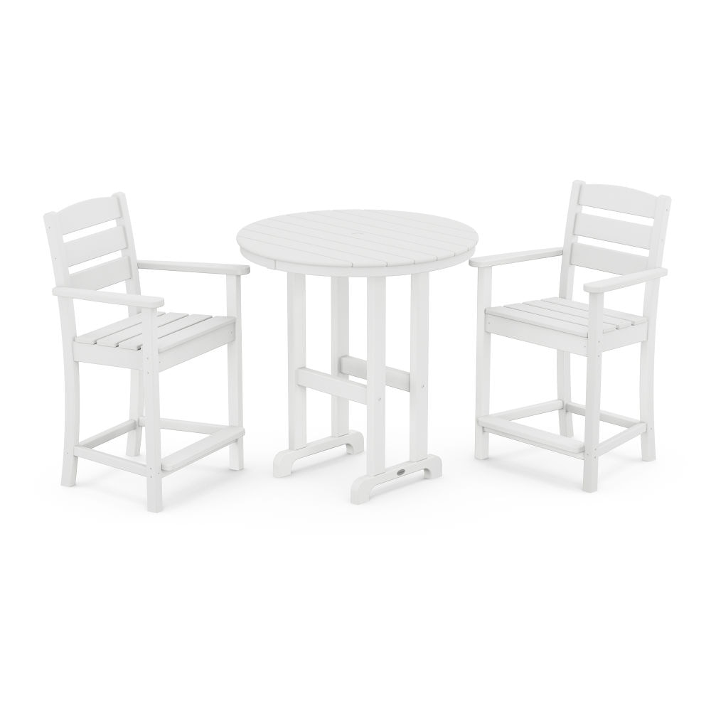  Lakeside 3-Piece Round Farmhouse Arm Chair Counter Set 