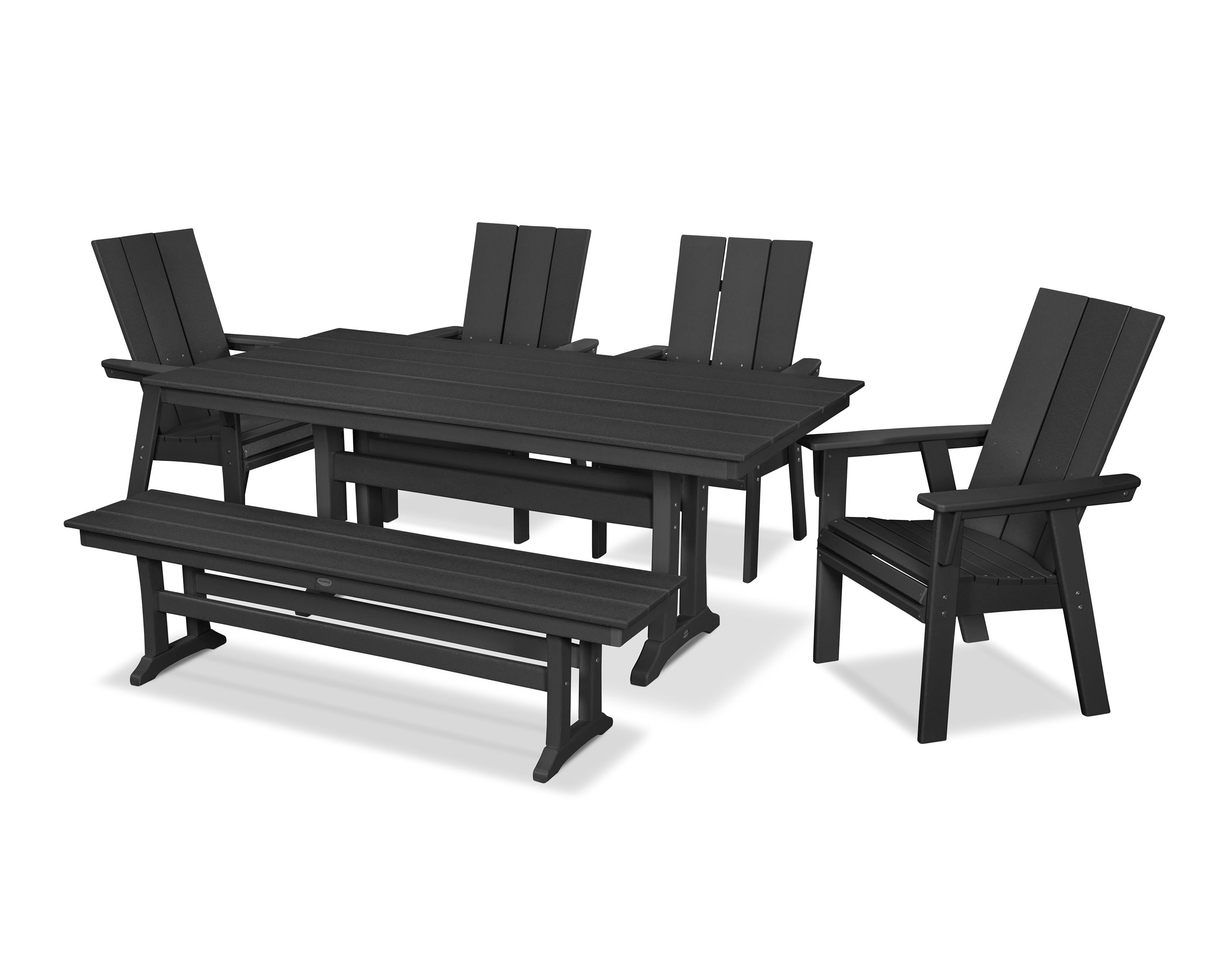 modern adirondack 6piece farmhouse dining set with bench