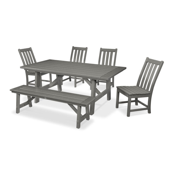 Polywood Outdoor Patio Vineyard 6 Piece Rustic Farmhouse