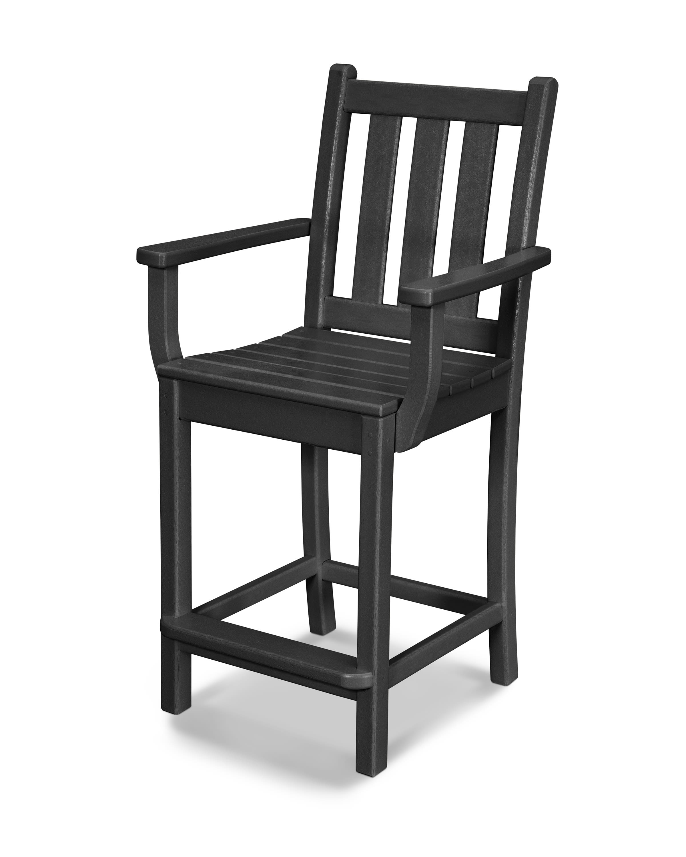  Traditional Garden Counter Arm Chair In Black 