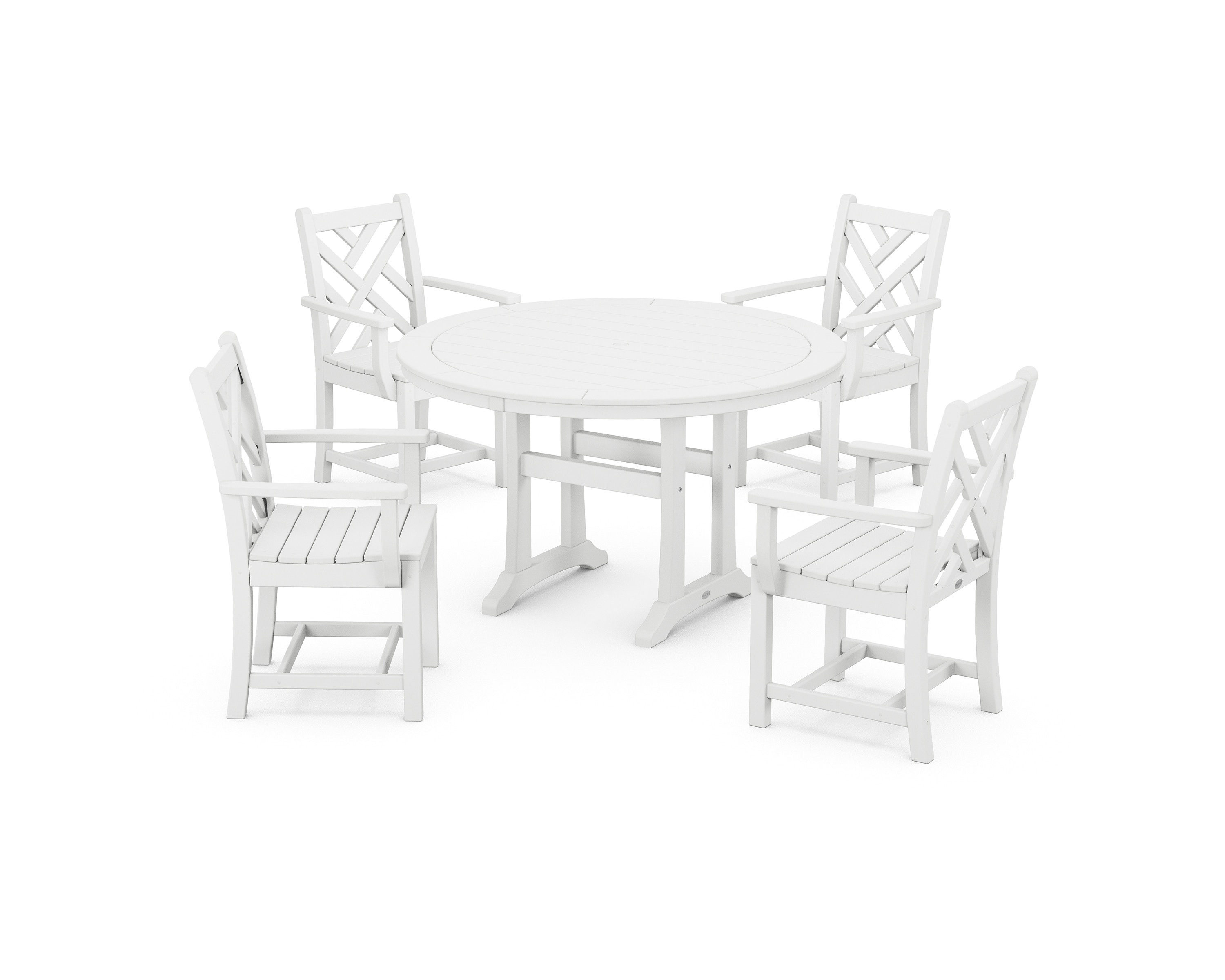  Chippendale 5-Piece Nautical Trestle Dining Arm Chair Set 
