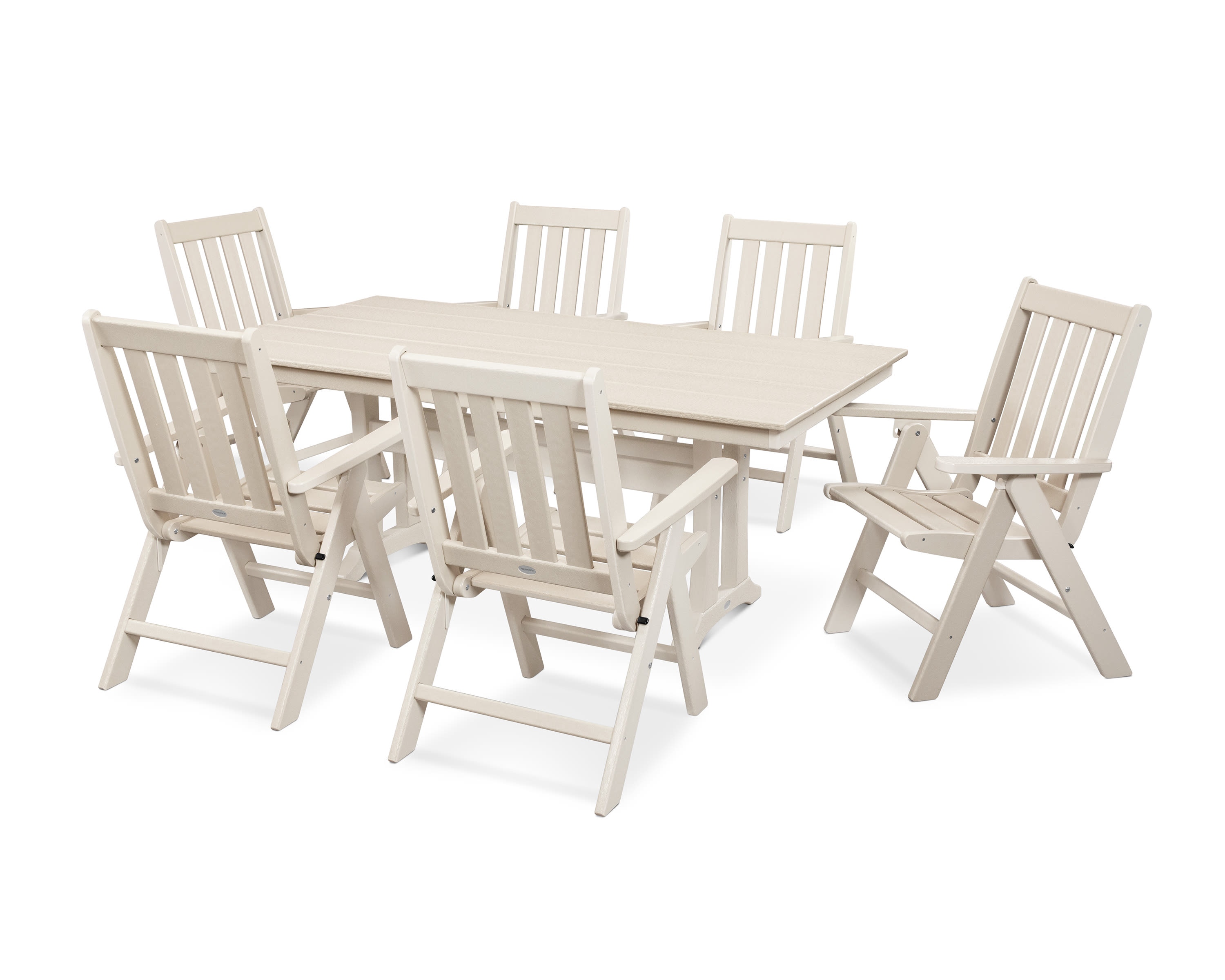 Vineyard 7 Piece Farmhouse Folding Dining Set