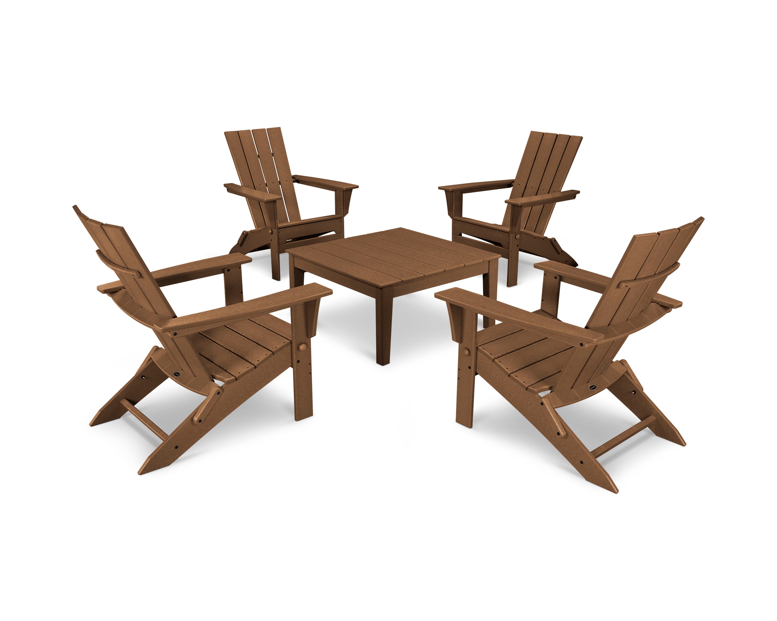 Polywood Outdoor Patio Quattro 5 Piece Conversation Set Pws280