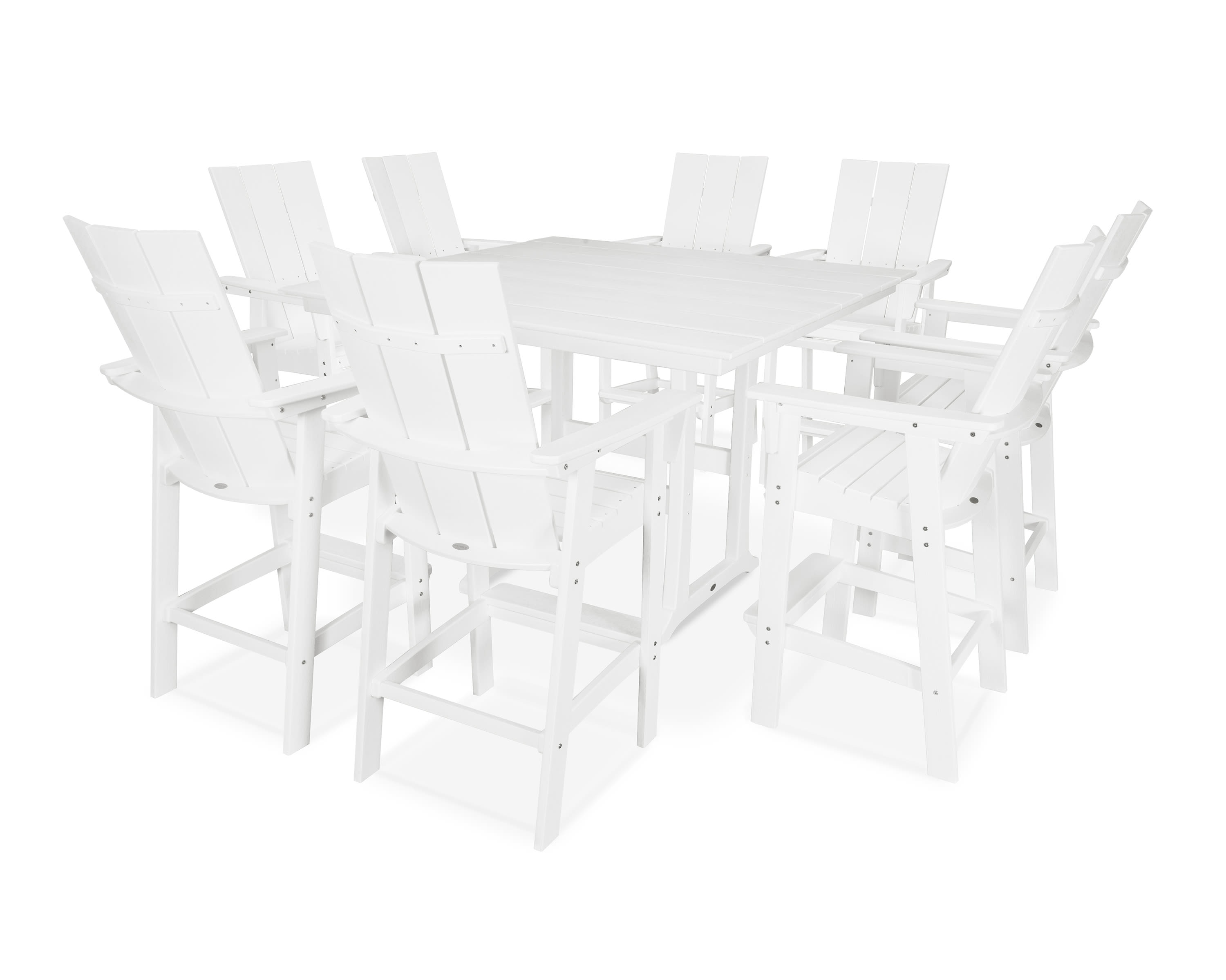  Modern Curveback Adirondack 9-Piece Farmhouse Trestle Bar Set 