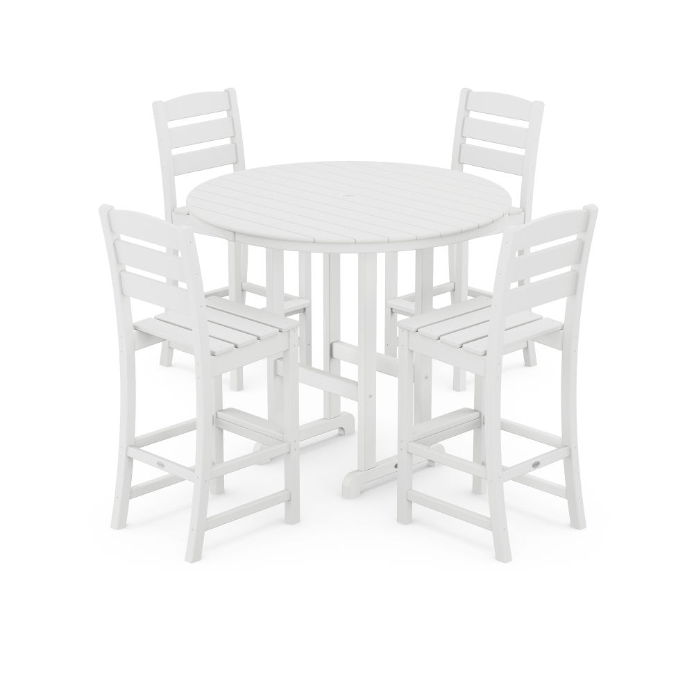  Lakeside 5-Piece Round Farmhouse Side Chair Bar Set 