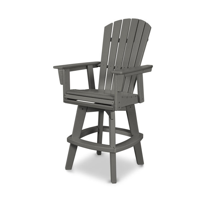 Polywood Outdoor Patio Nautical Adirondack Swivel Bar Chair