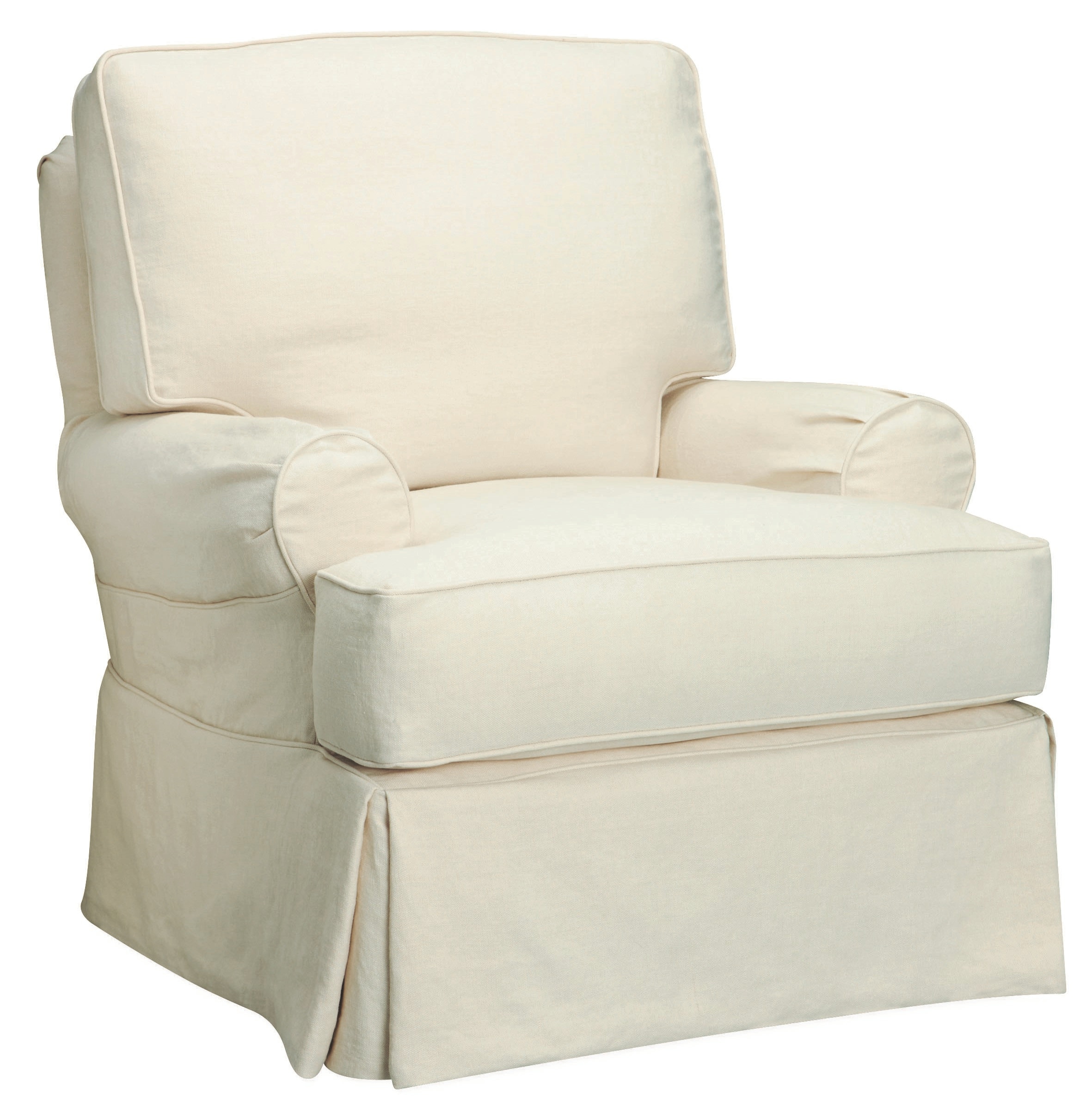 slipcovered swivel glider