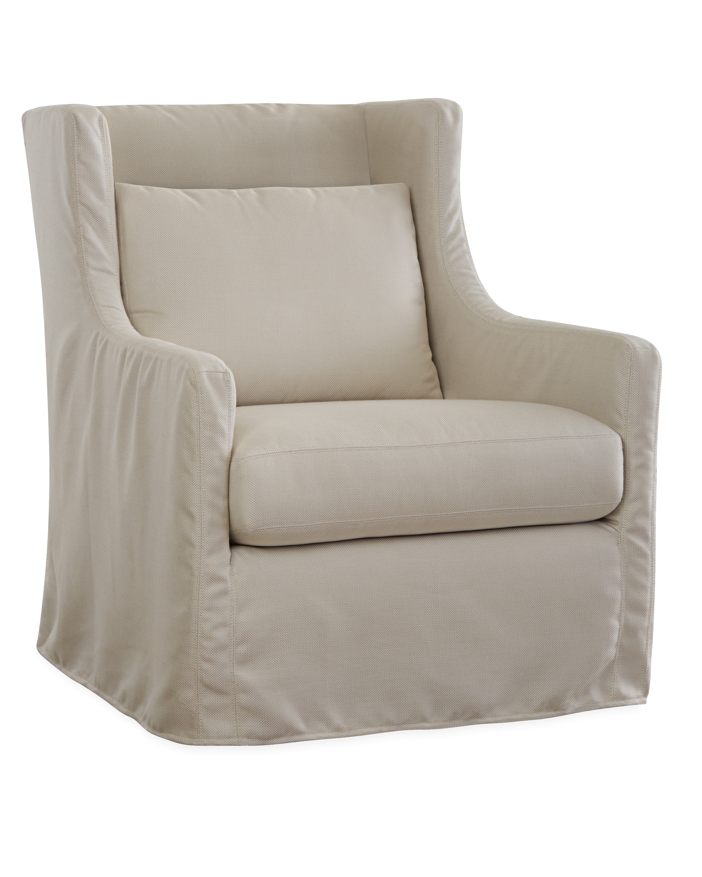 slipcovered swivel glider