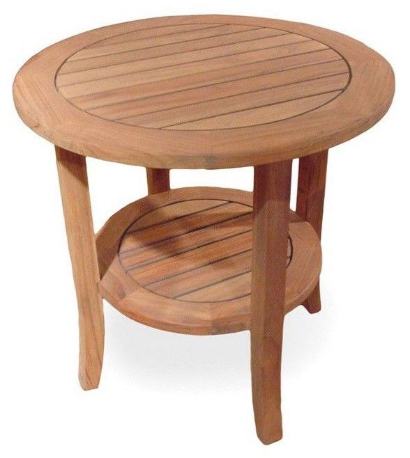 Lloyd Flanders 24 Inch Round Tapered Leg End Table with Shelf 286424