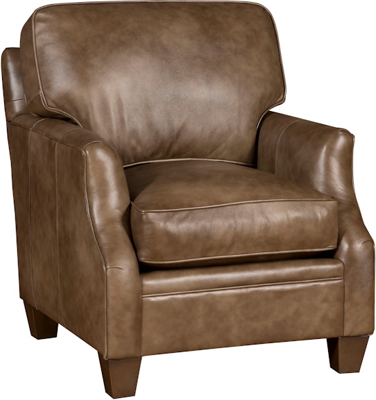 King Hickory Cory Cory Chair with Notched Arm, And Attached Back, Modern Leg, And Leather 2101-NAM-L
