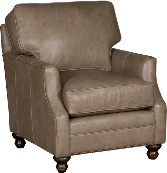 King Hickory Cory Cory Chair with Notched Arm, And Loose Back, Modern Leg, And Leather 2101-NLM-L