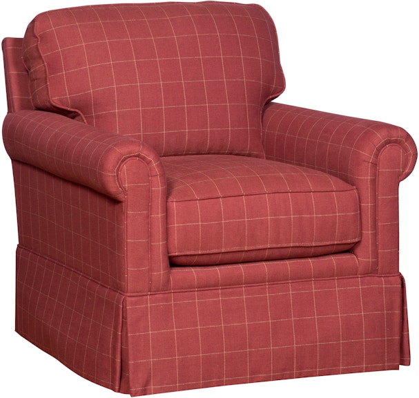 King Hickory Cory Cory Chair with Panel Arm, And Attached Back, Skirt Base, And Fabric 2101-PAS-F