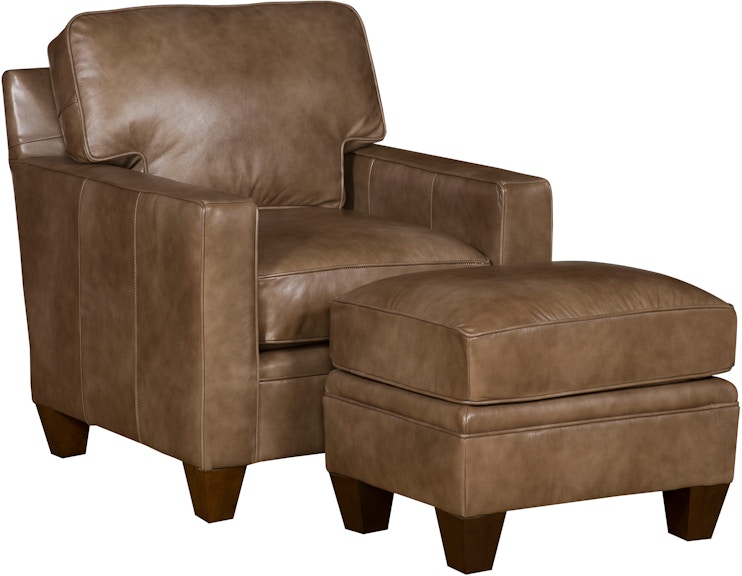 King Hickory Cory Cory Chair with Track Arm, And Attached Back, Modern Leg, And Leather 2101-TAM-L
