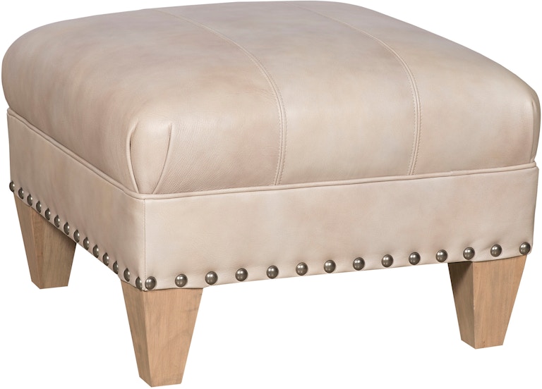 King Hickory Capital Ottoman Capital Square Small Ottoman with Flat Top and Modern Leg in Leather 3Q-SLM-L