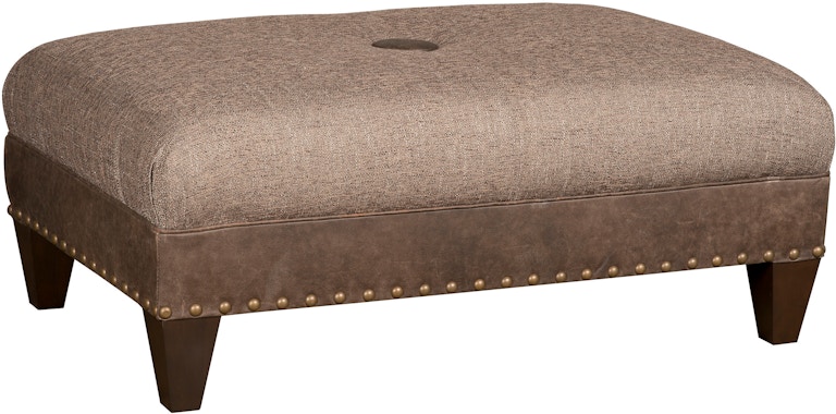 King Hickory Capital Ottoman Capital Rectangle Medium Ottoman with Miter and Button Top and Modern Leg in Leather/Fabric 3R-MNM-LF