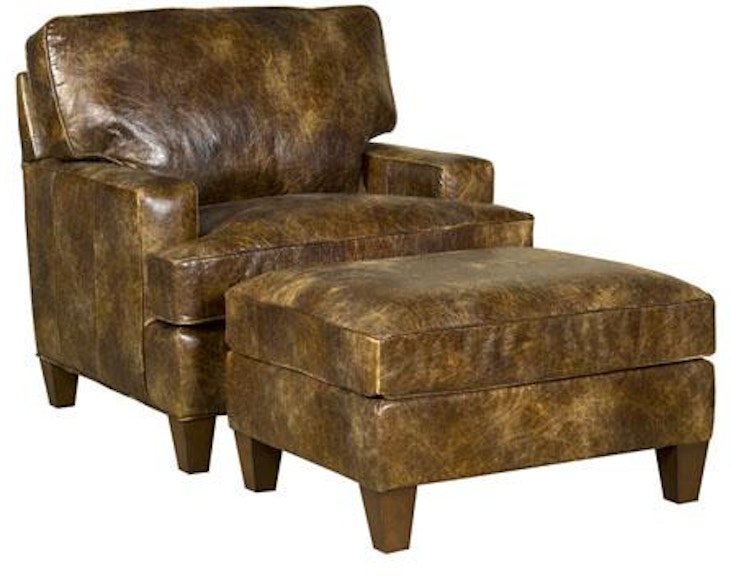 King Hickory Chatham Chatham Ottoman With Track Arm, Attached Back, Modern Leg, And Leather 5908-TAM-L