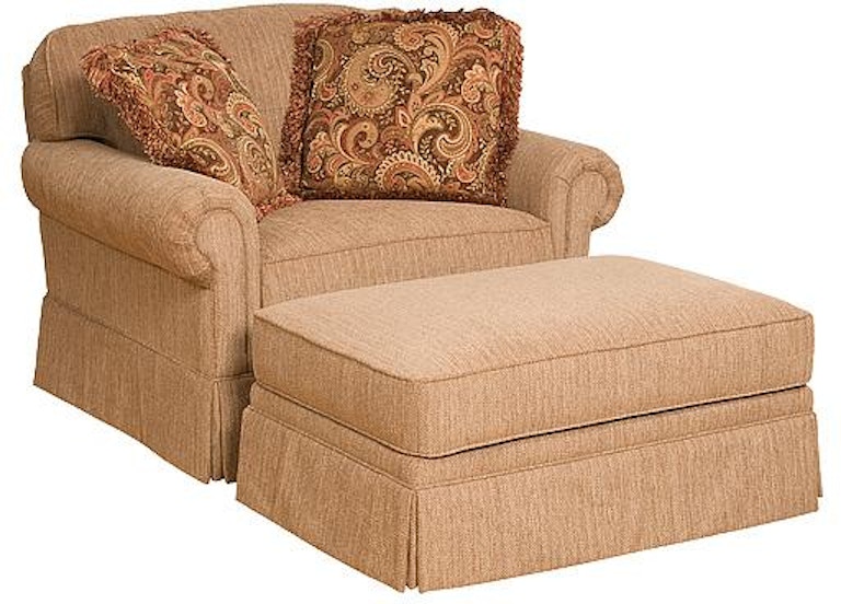 King Hickory Bentley Bentley Fabric Chair And Half With Panel Arm, Attached Back, Skirt, And Fabric 4455-PAS-F