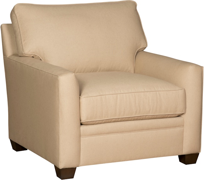 King Hickory Benson Benson Chair with Pleated Arm, And Attached Back, Warm Brown Base, And Fabric 4701-PAW-F