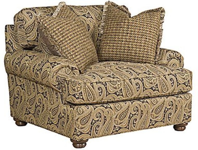 King Hickory Henson Henson Fabric Chair And Half With Panel Arm, Loose Back, Turned Leg, And Fabric 6001-PBT-F