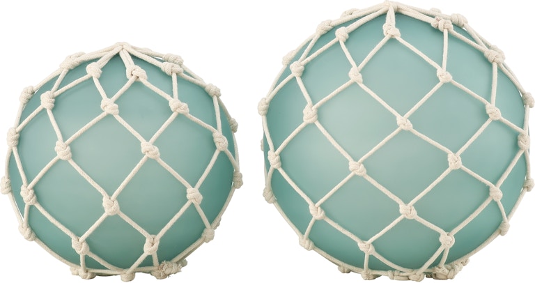 Crestview Fisher Buoys Decoration Wrapped With Bleached Rope, Set Of 2 CVDZEN031 CVDZEN031