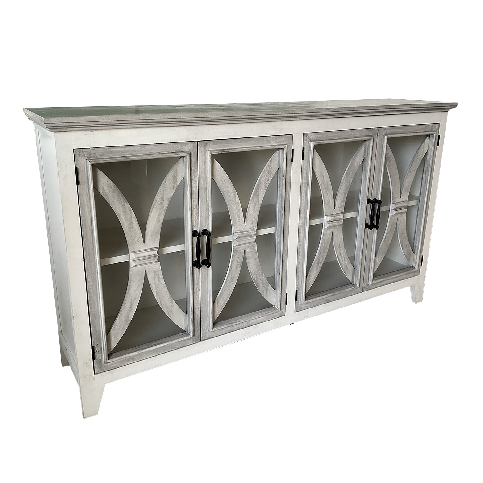 Crestview Living Room 2 Tone White and Grey 4 Door Sideboard CVFMR2303
