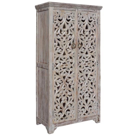 Mango wood tall deals cabinet