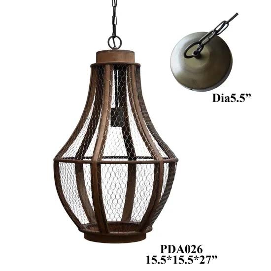 Crestview Deja Single Light Metal And Wood Pendant PDA026SNG