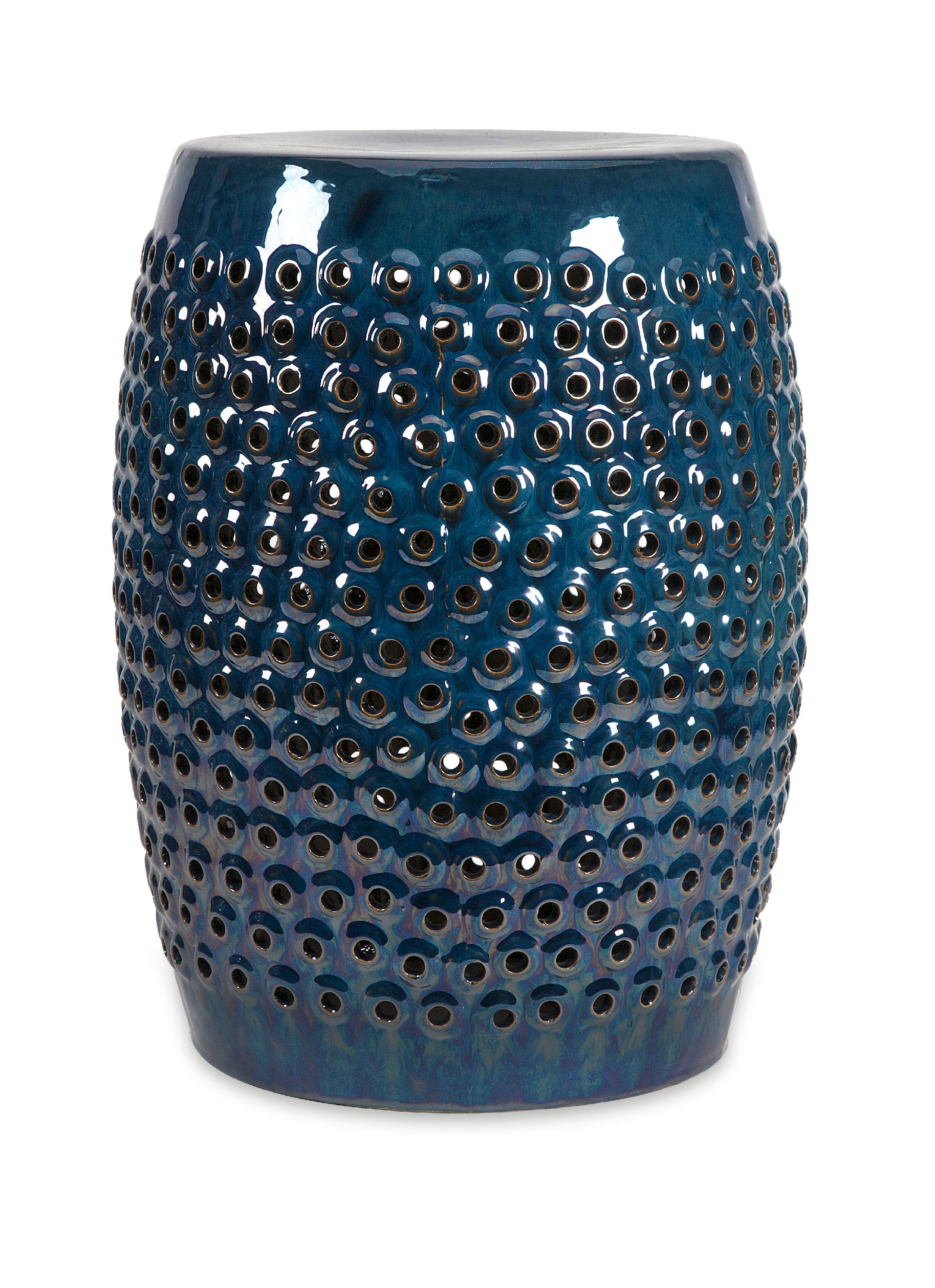 Imax Corporation Outdoor Patio Indigo Cutwork Garden Stool 25192