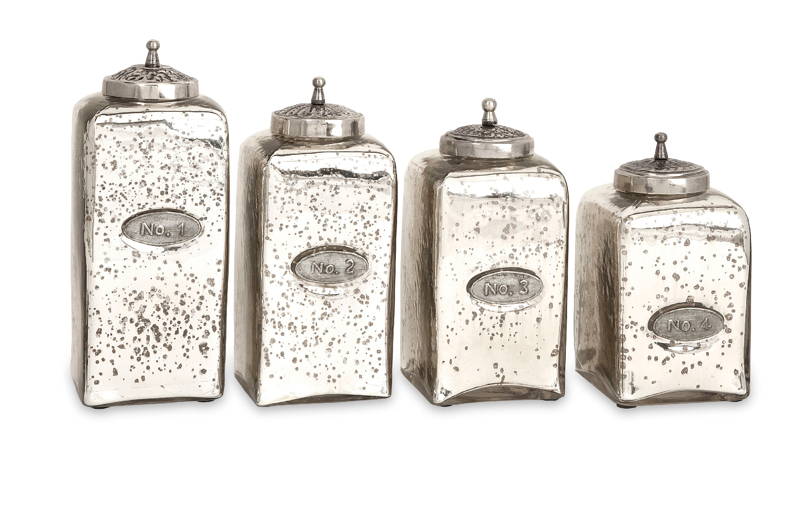 Imax Corporation Accessories Numbered Mercury Glass Jars With Lids