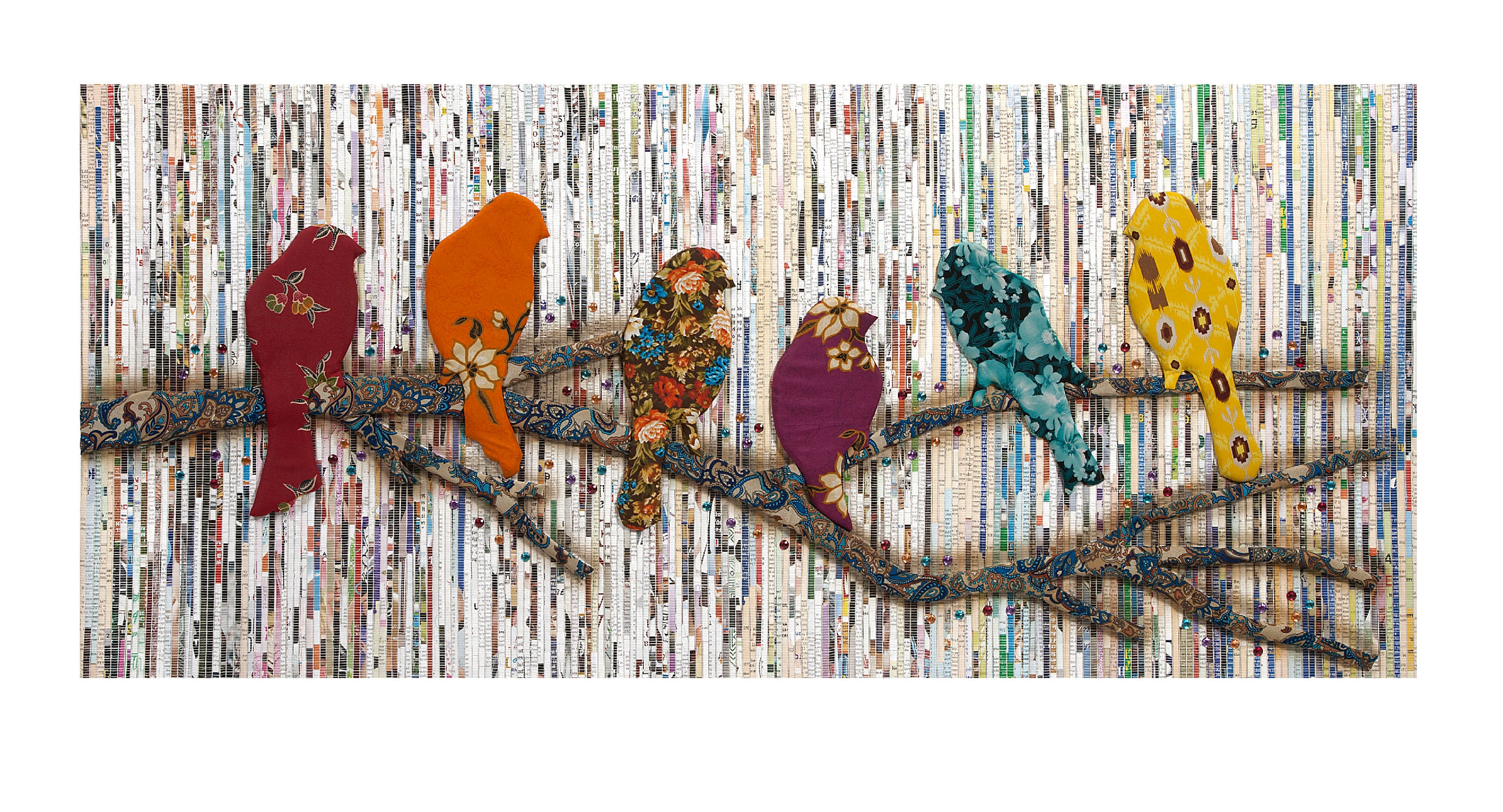 Imax Corporation Accessories Camara Batik And Newspaper Bird Wall Decor 89877 Bacons Furniture