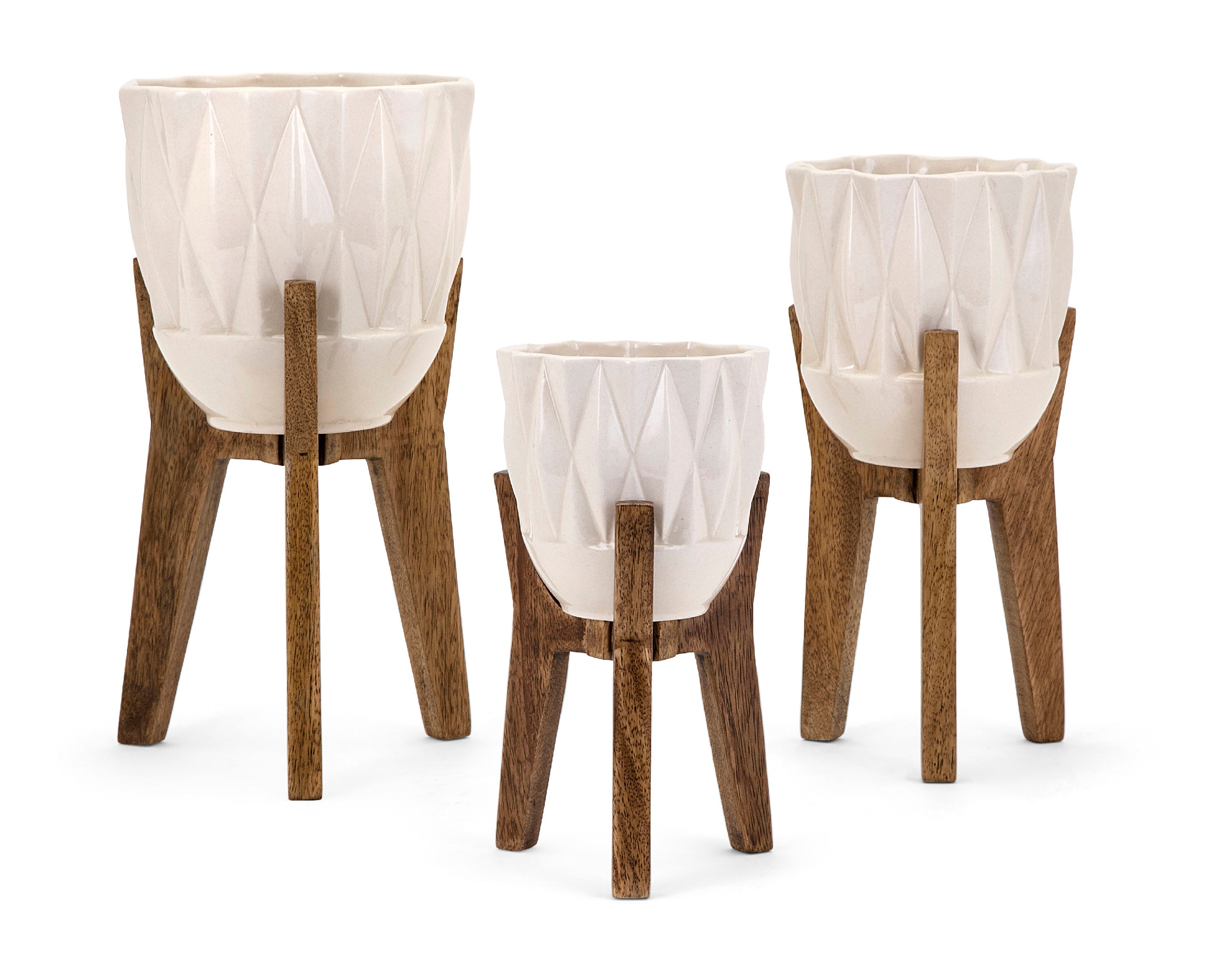 Imax Corporation Accessories Amara Vases On Wood Stands Set Of 3