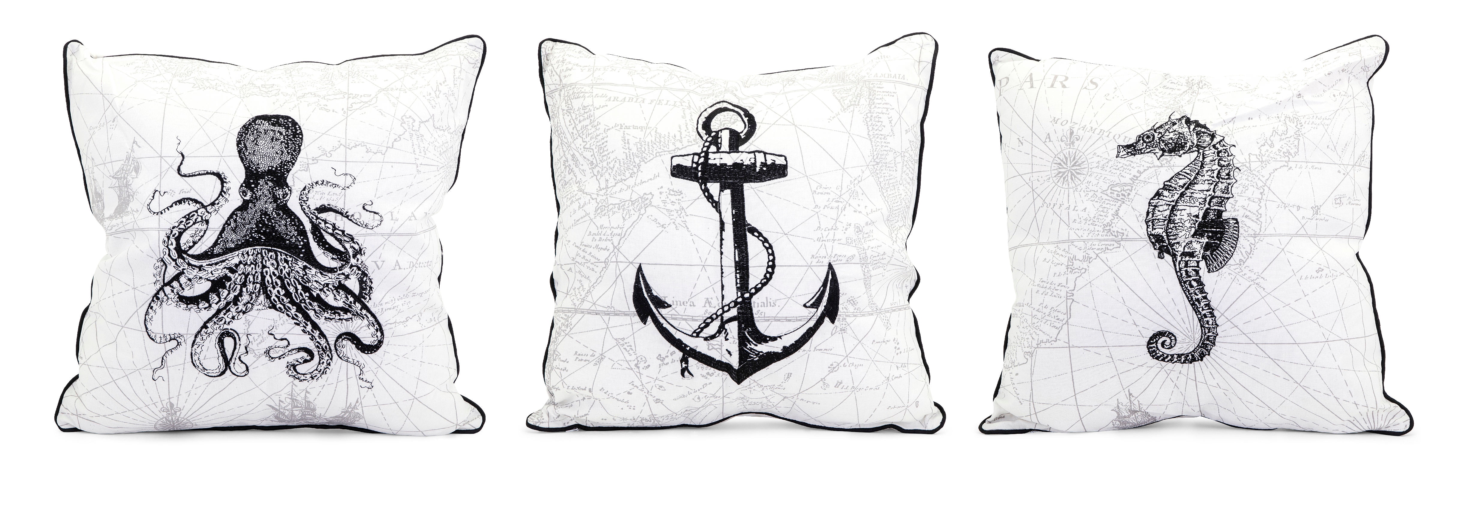 Imax Corporation Accessories Marine Embroidered Pillow Ast 3
