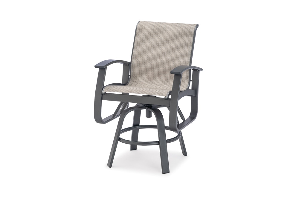  Belle Isle Sling Balcony Height Swivel Arm Chair with Polymer Accents 