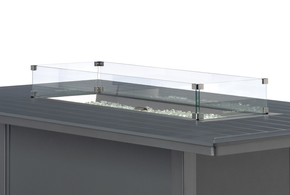 Telescope Casual Furniture MGP Top Fire Tables 16 Inch x 46 Inch Rectangular Tempered Glass Surround 6F20GLS