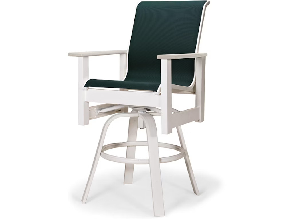 Telescope Casual Furniture Leeward MGP Sling Balcony Height Swivel Arm Chair with Rustic Arms 90Q0