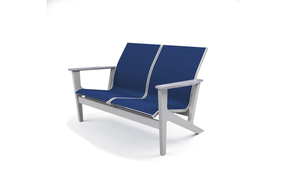 Telescope Casual Furniture Wexler Sling Chat Height Loveseat with Rustic Arms X040