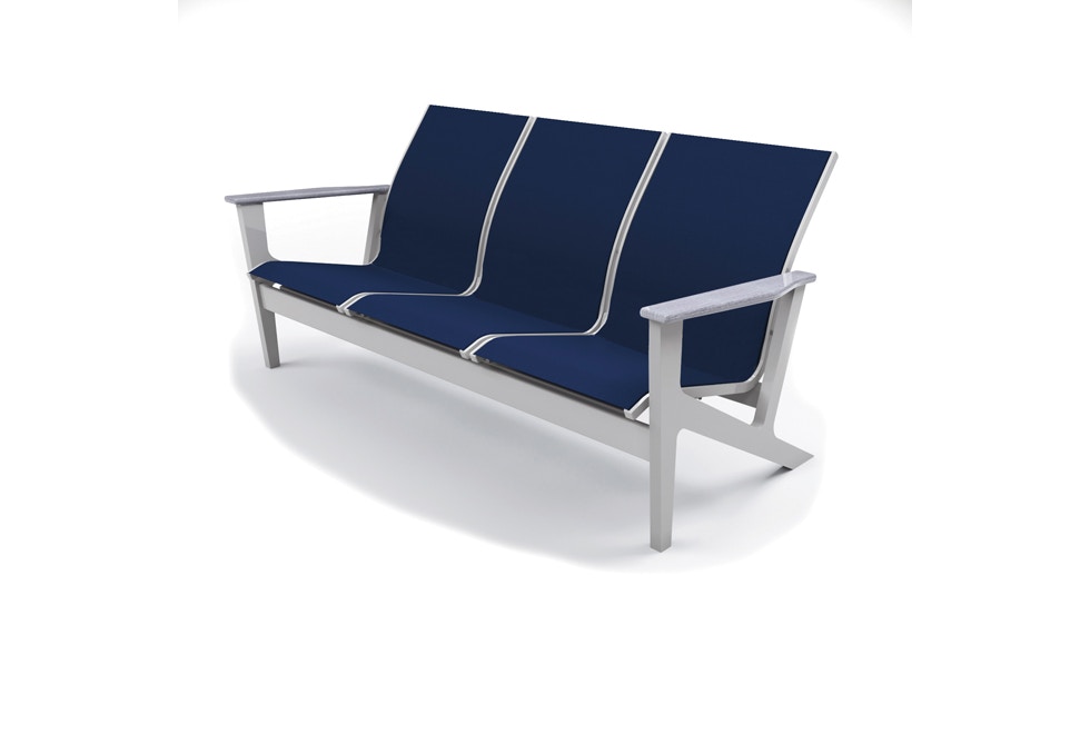 Telescope Casual Furniture Wexler Sling Chat Height Three-Seat Sofa with Rustic Arms X050