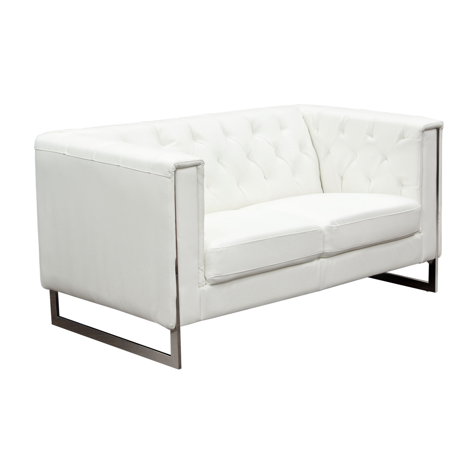 White leatherette online sofa