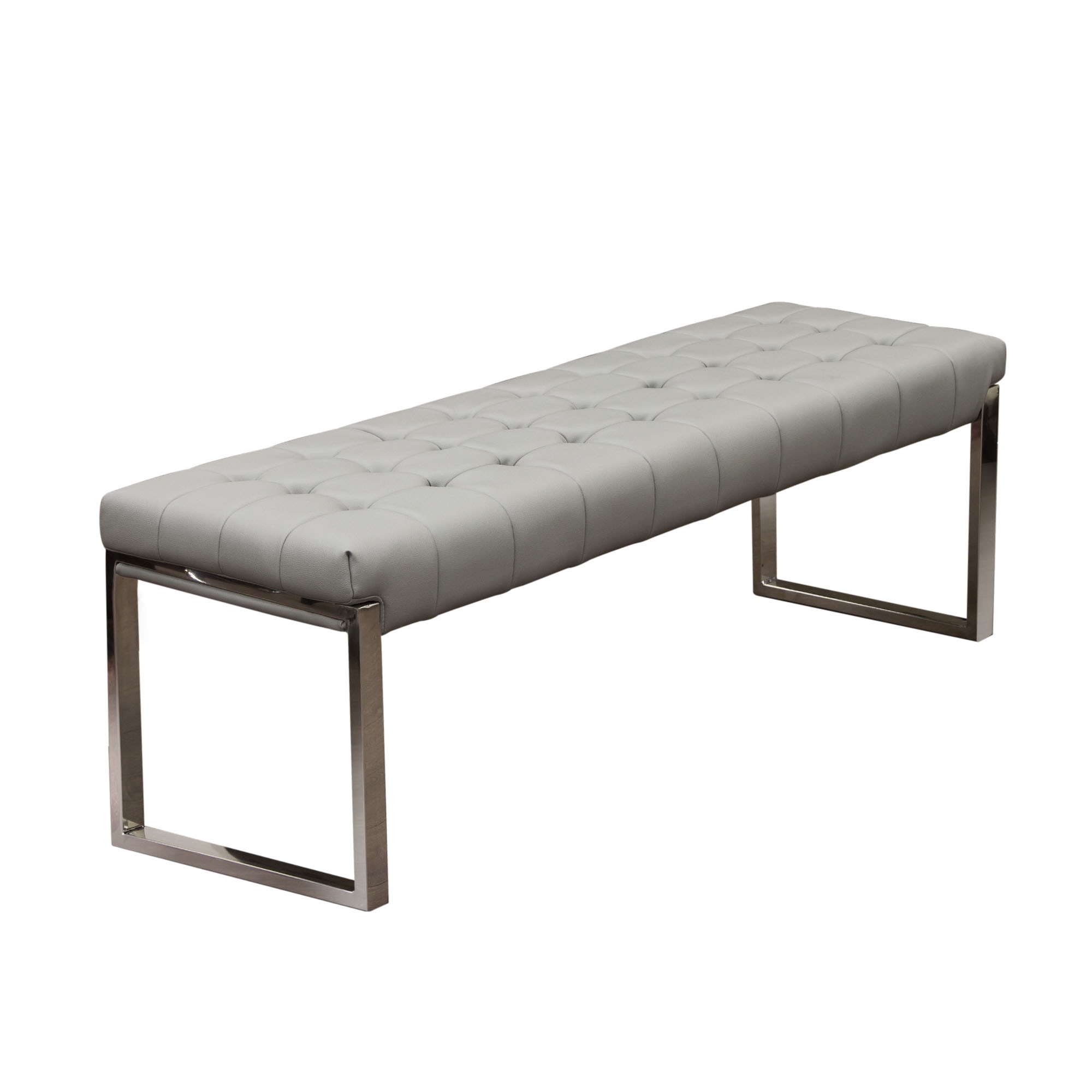 Diamond Sofa Living Room Knox Backless Tufted Bench With Stainless Steel Frame Grey KNOXBEGR
