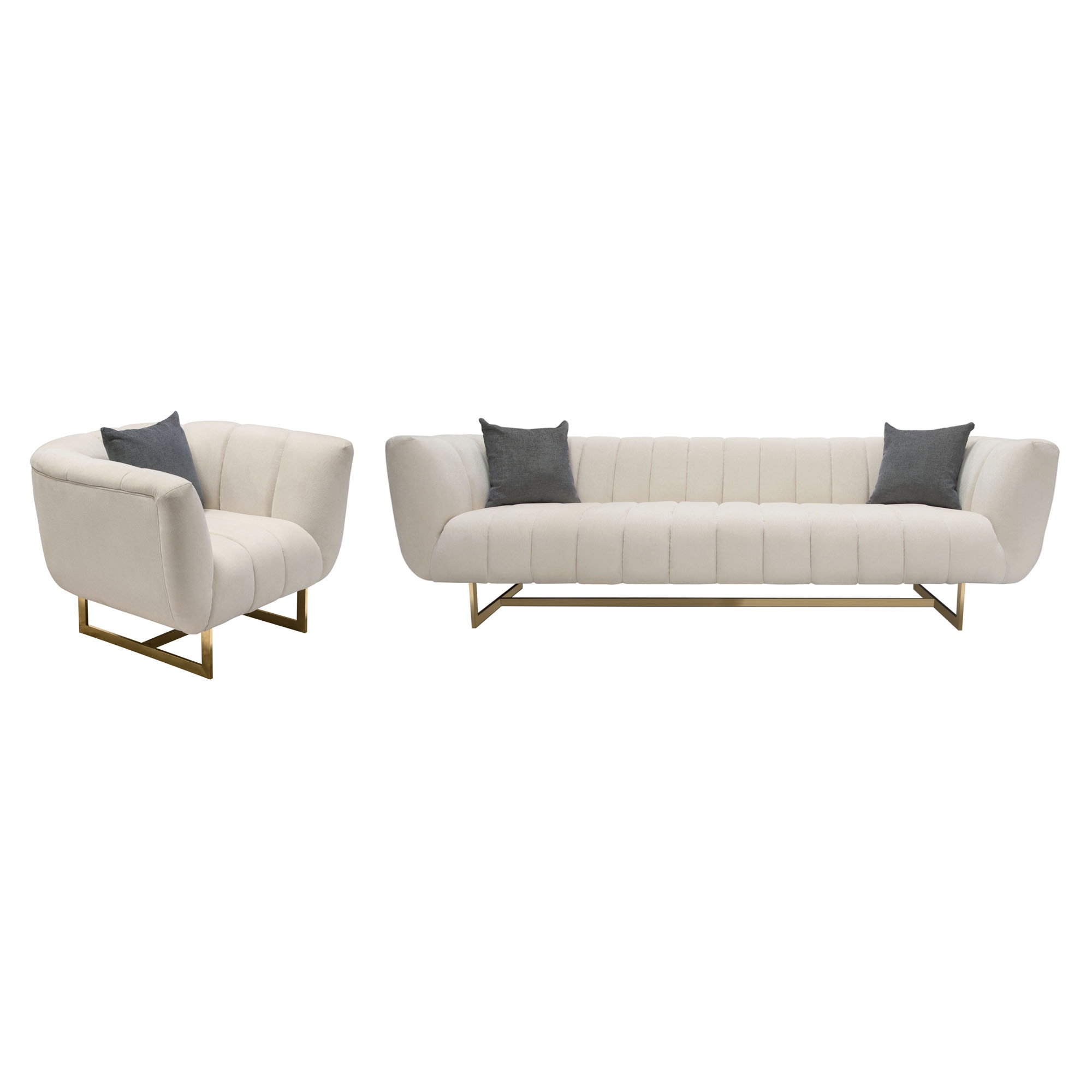 Diamond Sofa Living Room Venus Cream Fabric Sofa And Chair